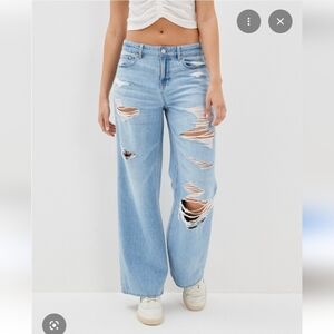 American Eagle Super High-Rise Baggy Wide-Leg Jeans Women's Size 6 Extra Short